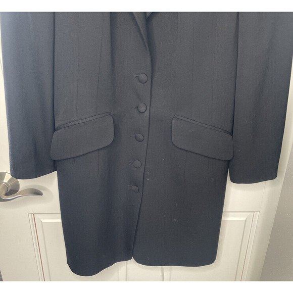 Vintage EXPRESS Long Wool Tailored Coat Velvet Collar Women's M 90s Whimsigoth - Picture 4 of 15